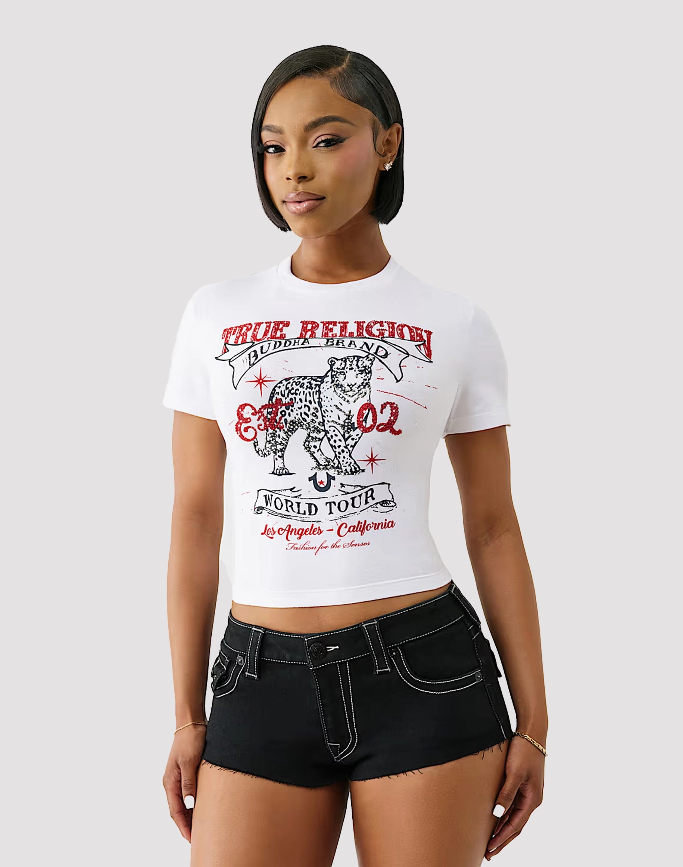 Popular fashion picks True Religion Crystal Leopard Tee Affordable fashion