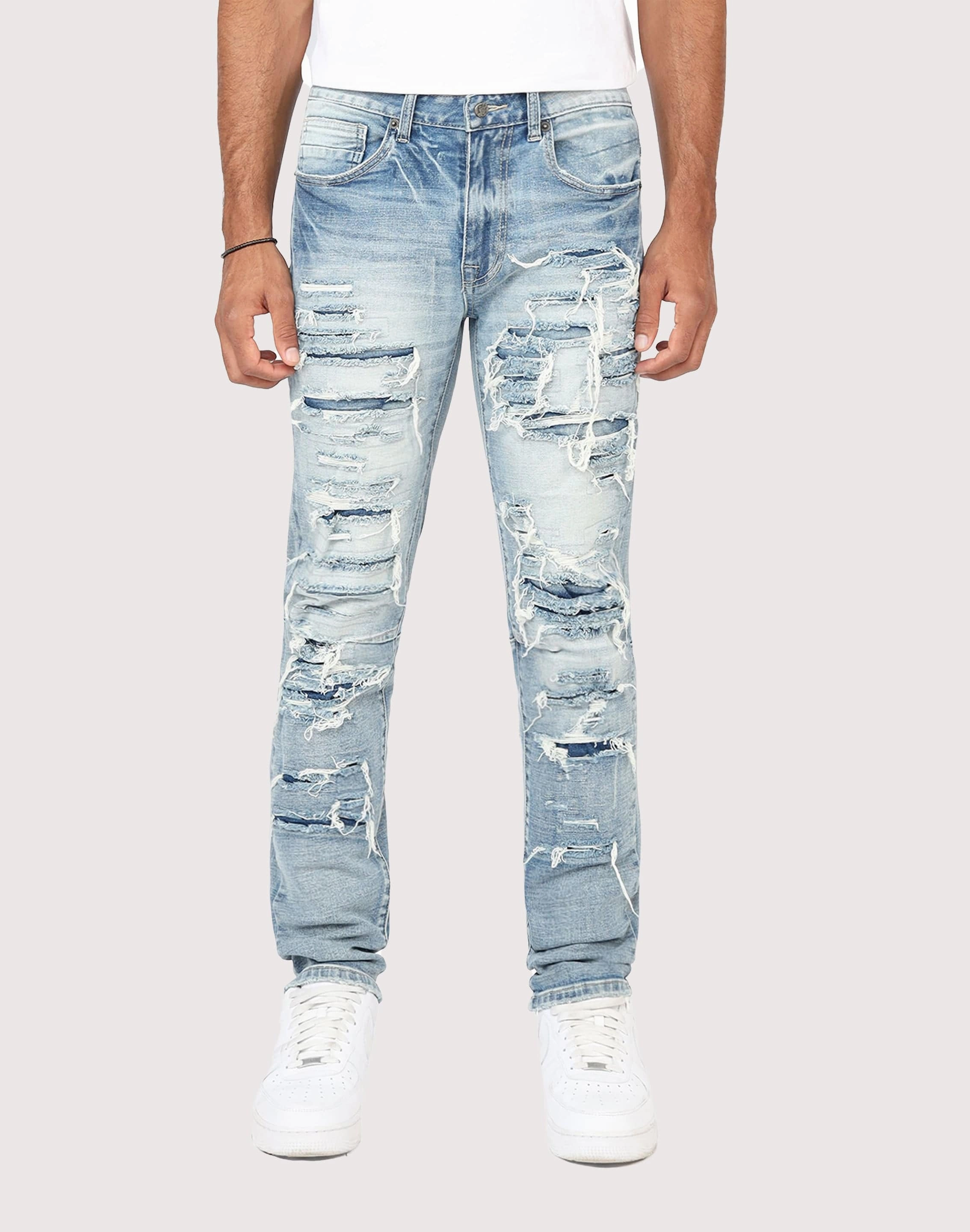 Fashion subscription services Grindhouse Ashley Slim Fit Heavy Rip N Repair Denim Jeans Fashion influencers' recommendations