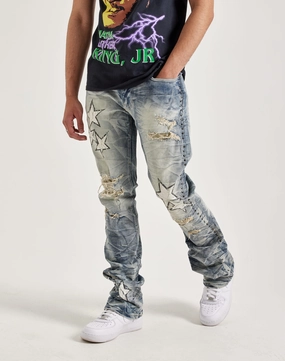 Fashion trends Smoke Rise Studded Star Stacked Flare Jeans Denim - based fashion
