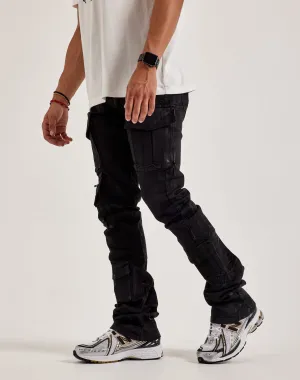 Formal wear selections Smoke Rise Stacked Flared Waxed Cargo Jeans Fashion essentials