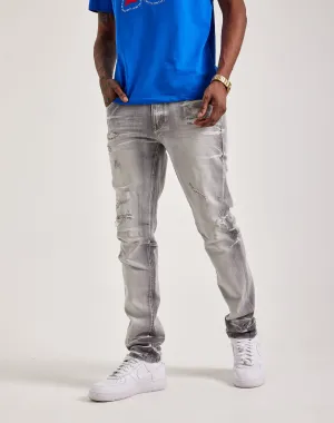 Formal wear selections Smoke Rise Vintage Washed Slim Denim Jeans Street fashion