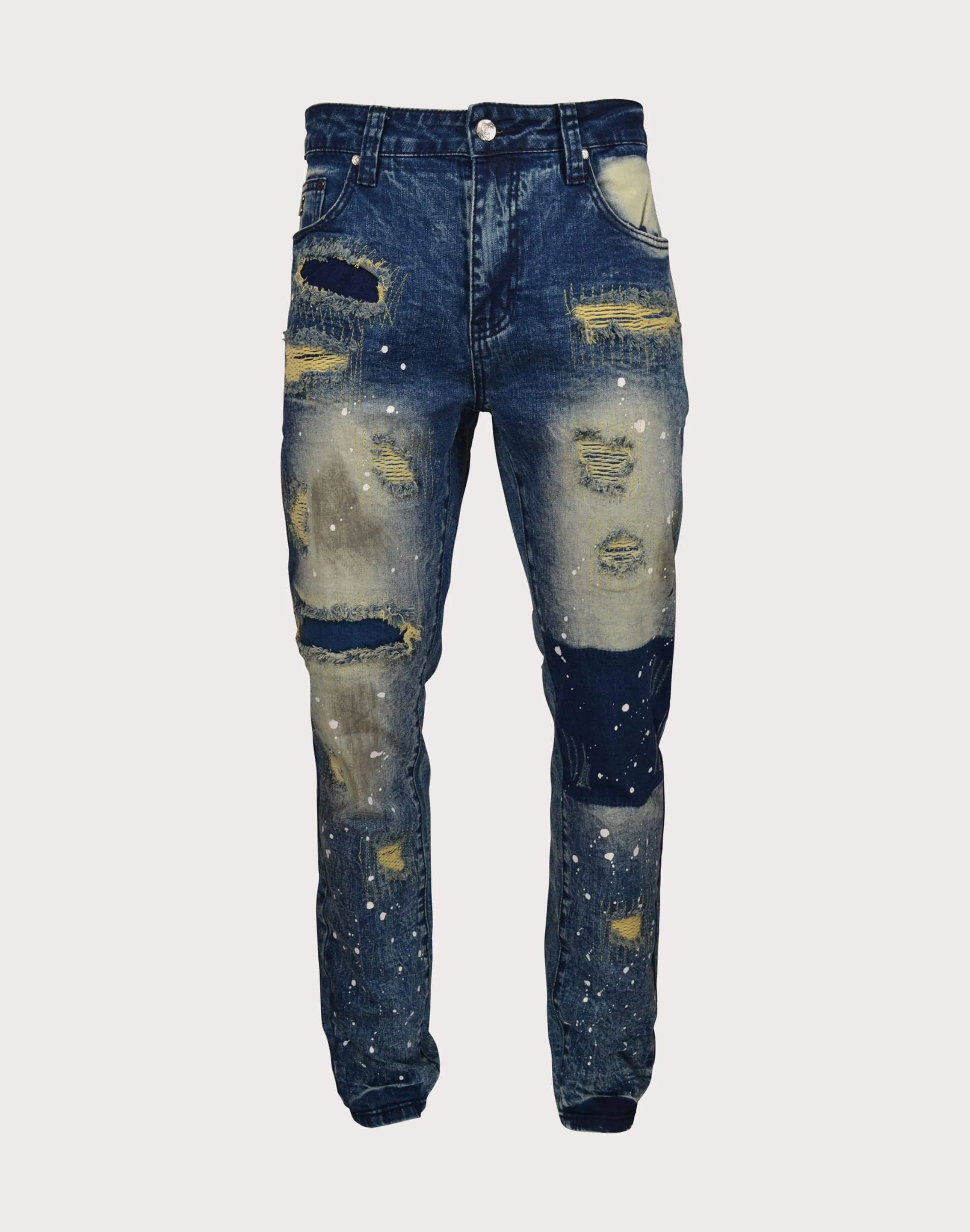 Grindhouse Blue Heavy Rips Slim Fir Denim Dark Blue Jeans Clothing types Fashion must - haves