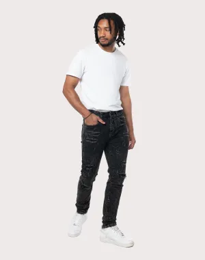 Grindhouse Cabo Slim Fit Lightning Effect Taper Denim Jeans Smart casual wear Cotton - made fashion