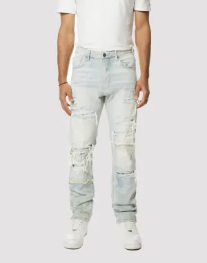 Grindhouse Fray Cut N Sew Straight Fit Denim Jeans Fashion labels Suede - finished fashion
