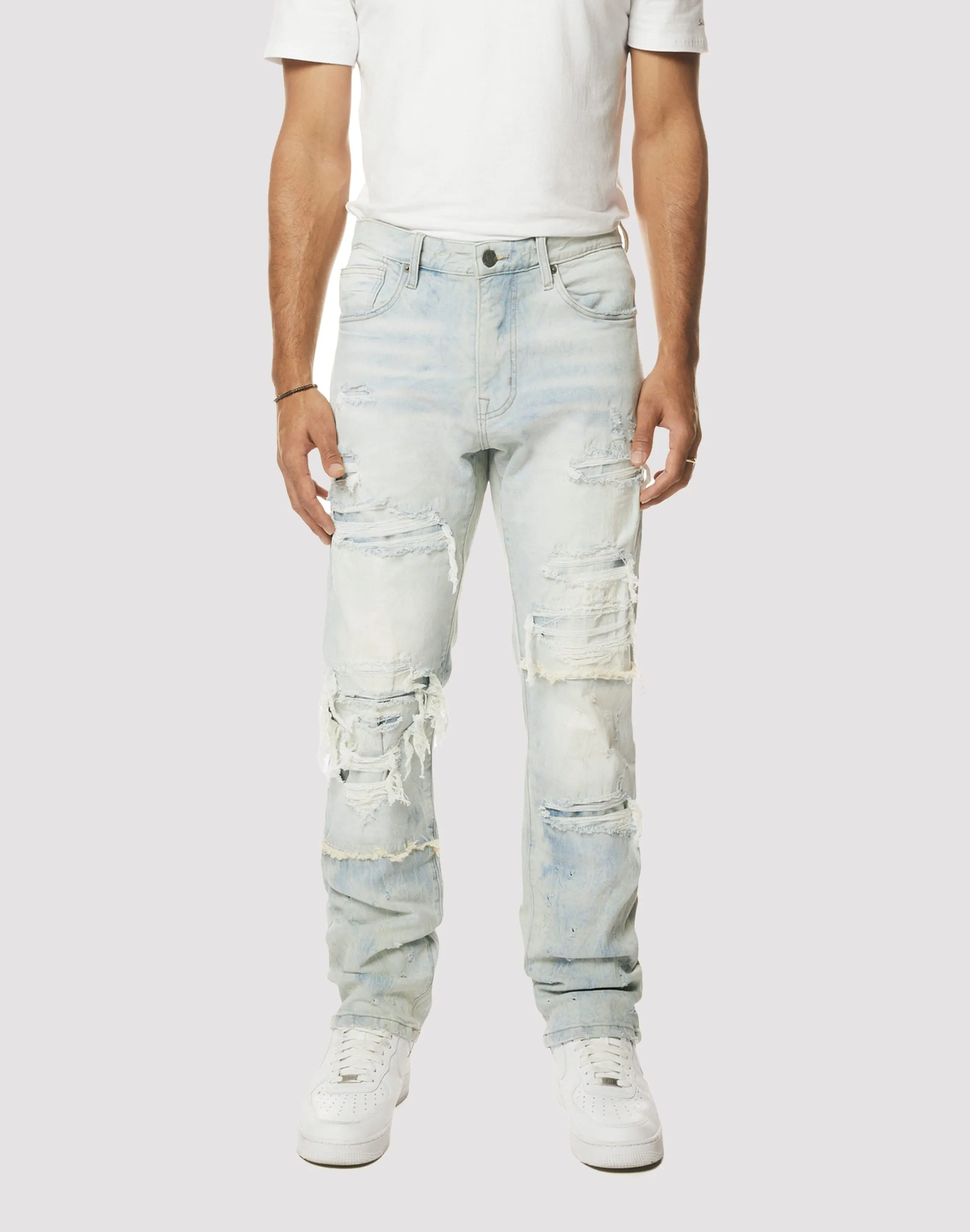 Grindhouse Fray Cut N Sew Straight Fit Denim Jeans Fashion labels Suede - finished fashion