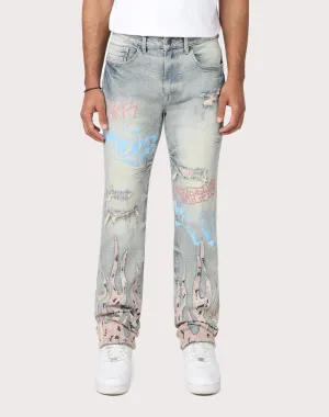 Grindhouse Straight Fit Flame Mechanical Denim Jeans Fashion lookbook Fashion shows