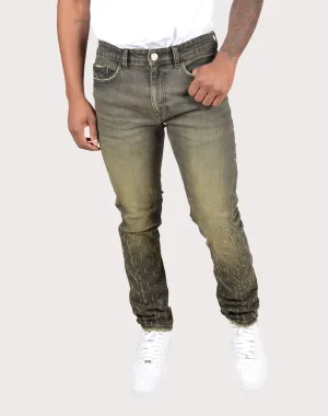 Grindhouse Tinted Slim Scratched Denim Jeans Smart casual wear Spandex - incorporated fashion