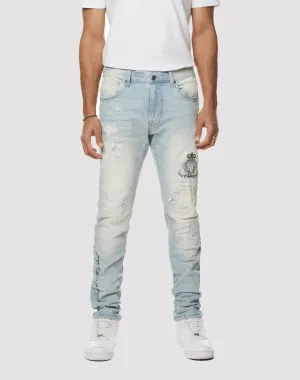 Grindhouse Varsity Slim Fit Speckle Jeans Ethical fashion choices Denim products