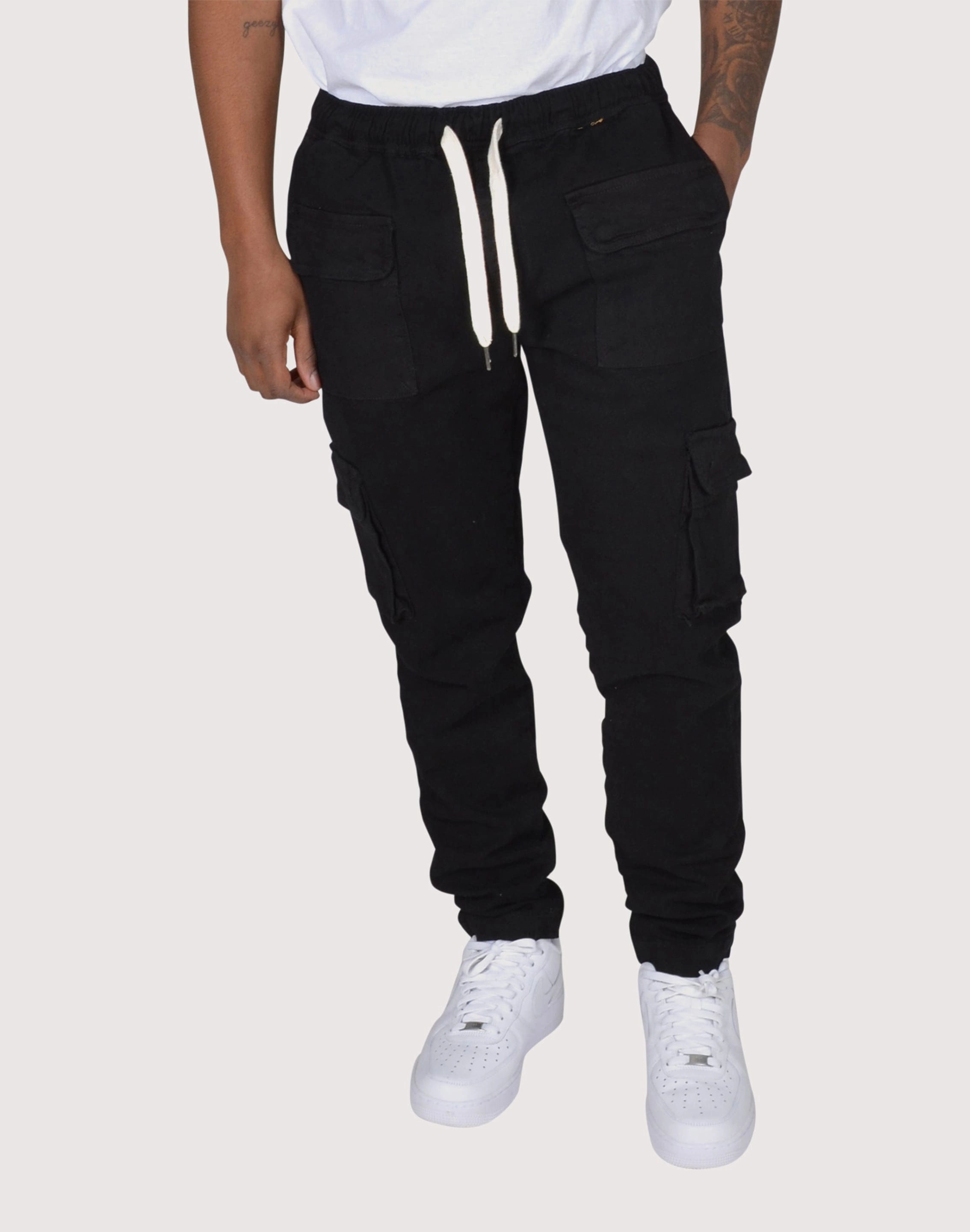 Grindhouse Black Cargo Twill Pants Beaded fashion items Silk - fabric fashion