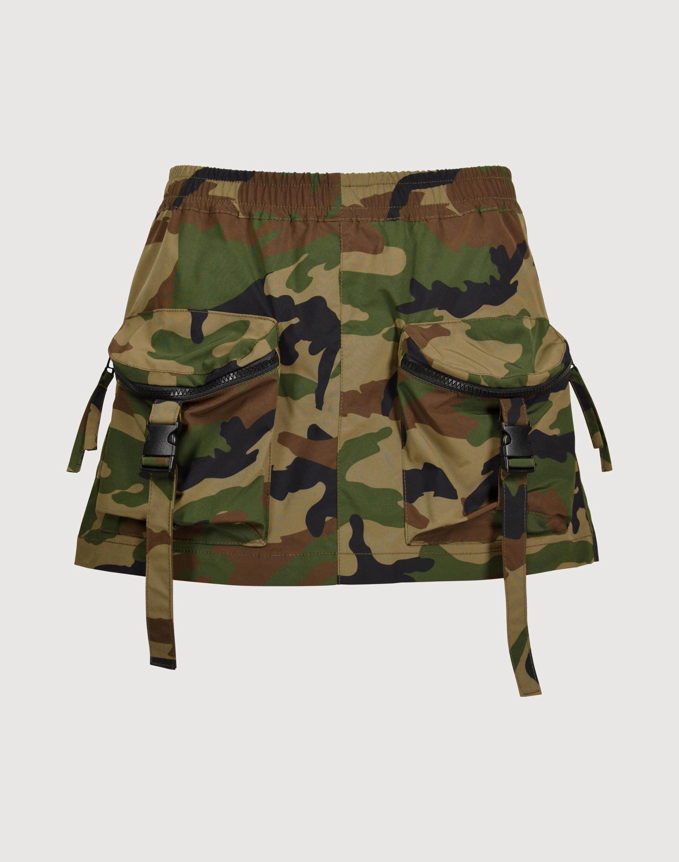 Grindhouse Nylon Cargo Camo Skirt Sustainable fashion practices Military - inspired fashion
