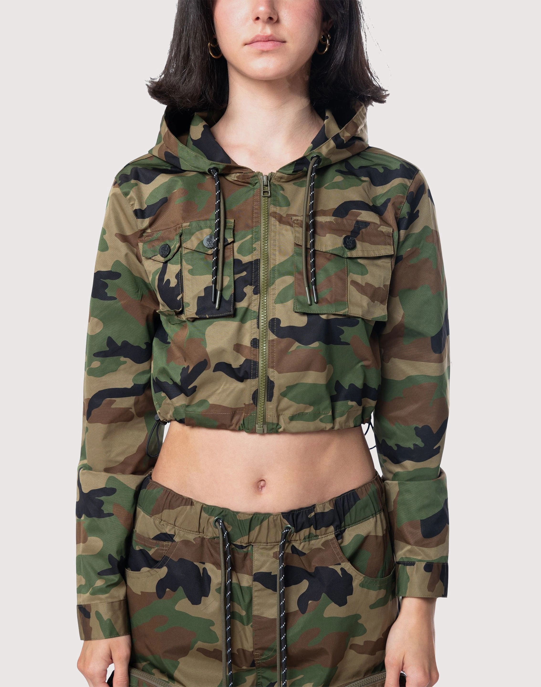 Grindhouse Nylon Cropped Camo Jacket Lace - detailed fashion Embroidered fashion