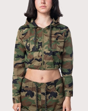 Grindhouse Nylon Cropped Camo Jacket Lace - detailed fashion Embroidered fashion