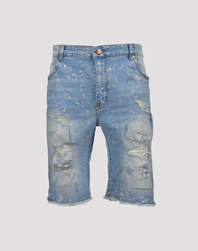Grindhouse Ripped with Metallic Flecks Denim Shorts Upcycled fashion Seasonal wear