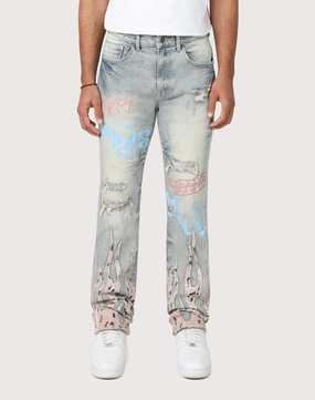 Grindhouse Straight Fit Flame Mechanical Denim Jeans Fashion must - haves Fashion accessories