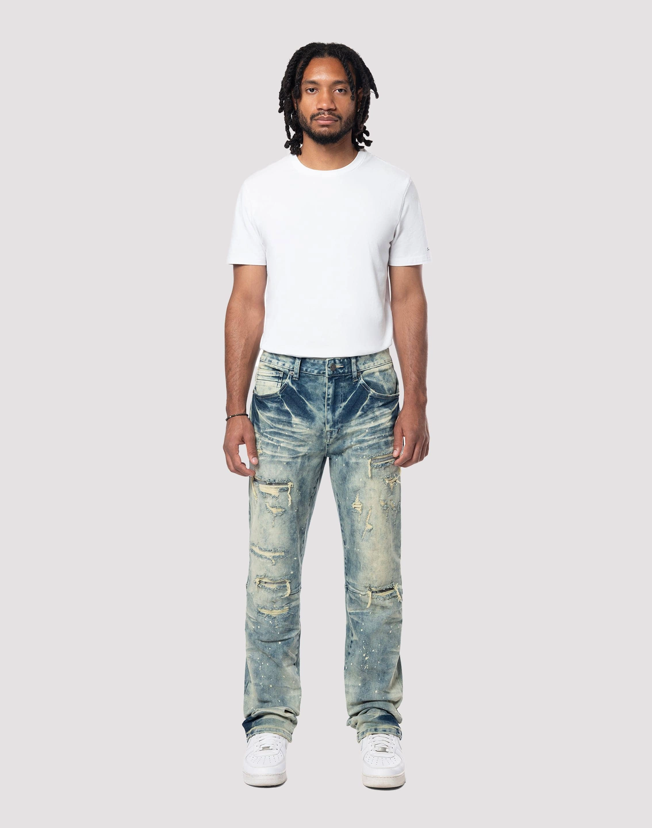 Grindhouse Streak Bleach Slim Fit Jeans Silk - fabric fashion Spandex - incorporated fashion
