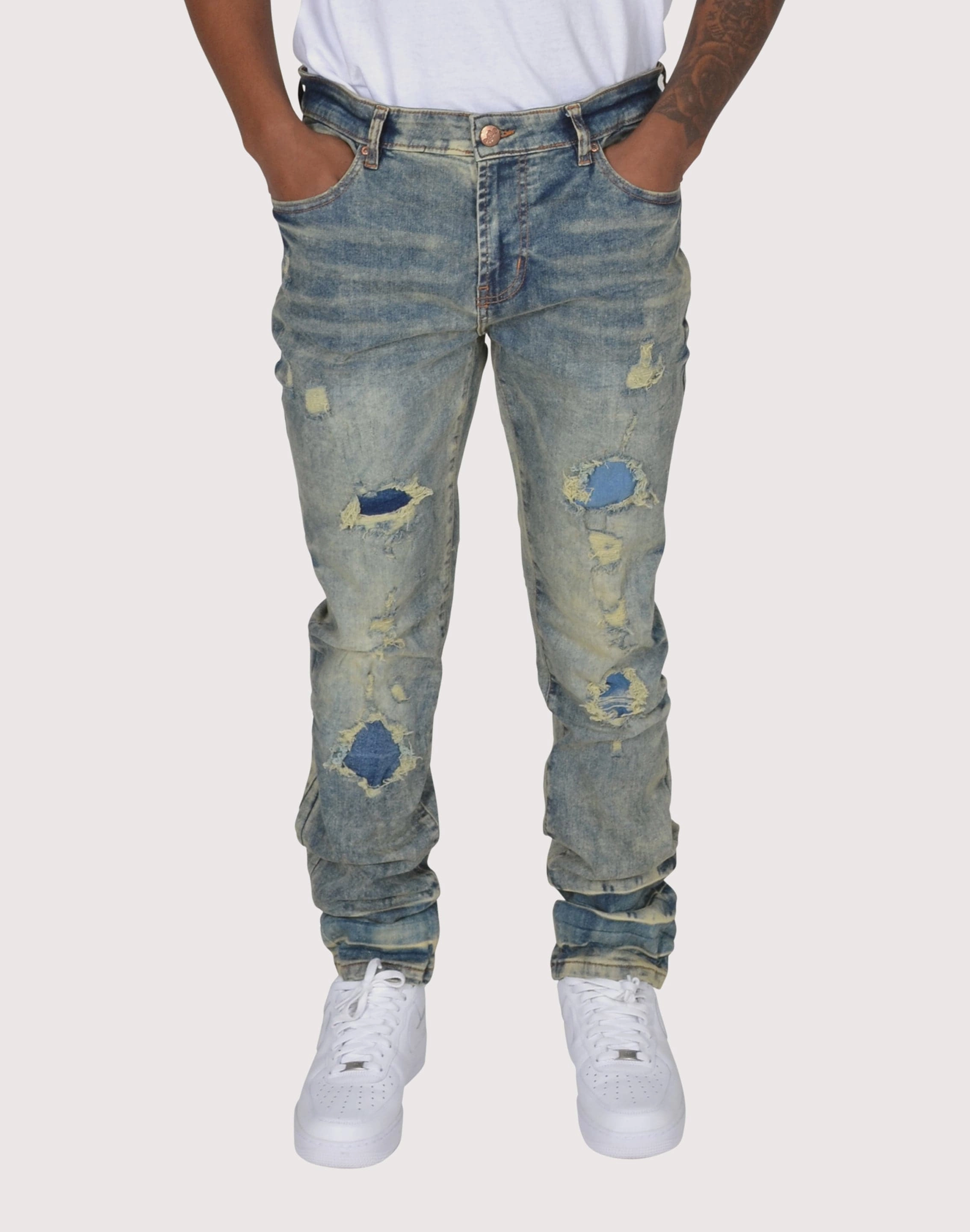 Grindhouse Vintage Heavy Rip N Repair Jeans Military - inspired fashion Budget - friendly fashion