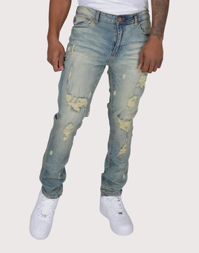 Grindhouse Vintage Ripped With Bleach Denim Jeans Everyday wear Recycled fashion materials