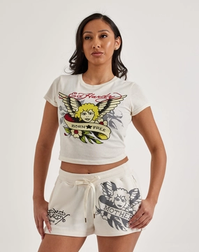 High - end fashion Ed Hardy Rhinestone Cherub Baby Tee Beachwear items