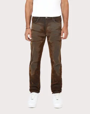 Leather - material fashion Grindhouse Slim Fit with Flocking Jeans Runway fashion