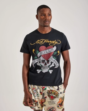 Linen - crafted fashion Ed Hardy Rhinestone Skull Tee New fashion arrivals