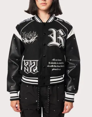 Luxury fashion items Grindhouse Rhinestone Varsity Black Jacket Fashion for all ages
