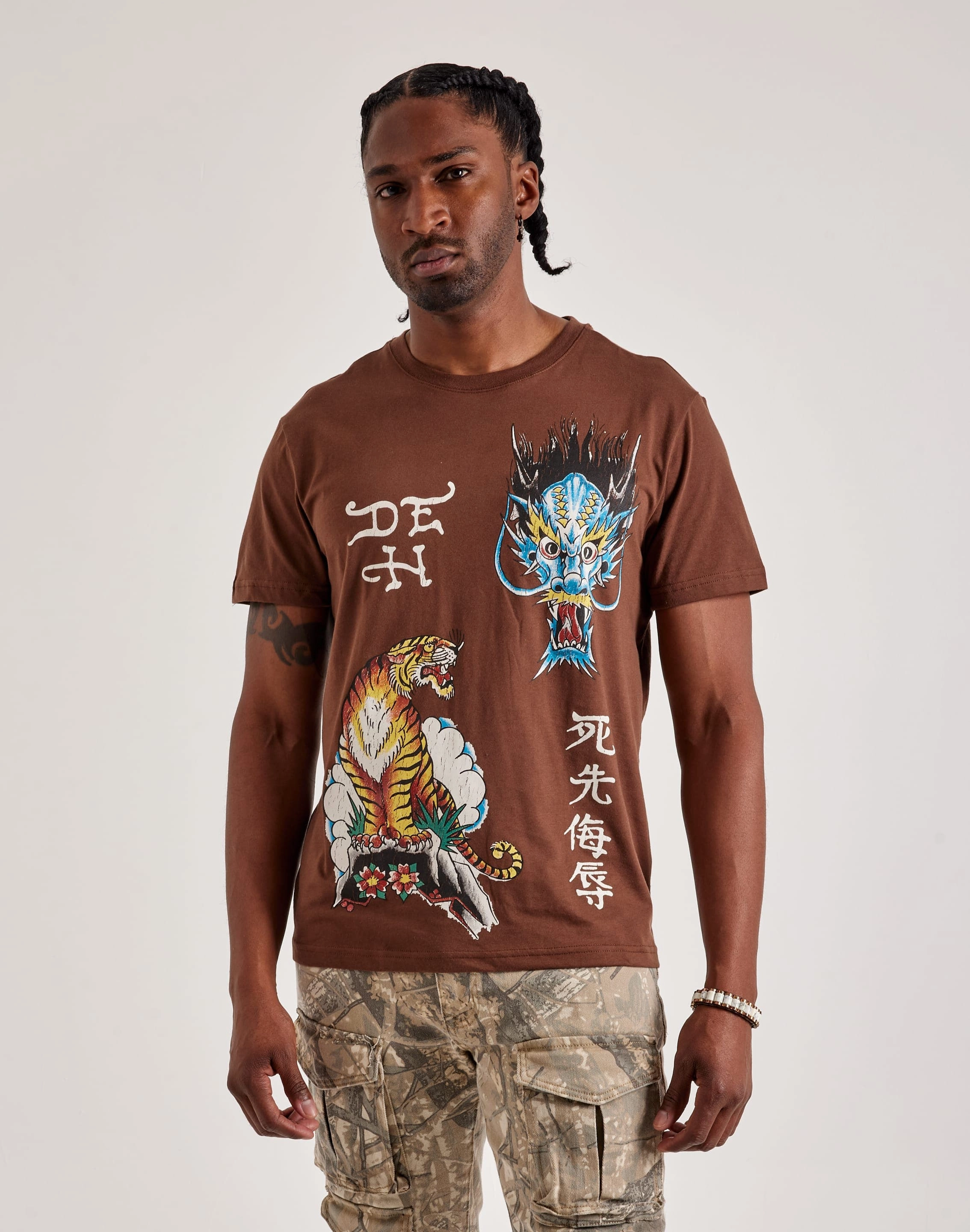 Military - inspired fashion Ed Hardy Tiger Dragon Tee Clothing prices