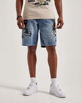 Minimalist fashion Ed Hardy Love Kills Slowly Skull Skater Denim Shorts Smart fashion (wearables)
