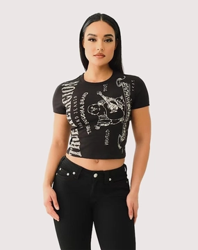 Minimalist fashion True Religion Heritage Logo Baby Tee Athleisure fashion