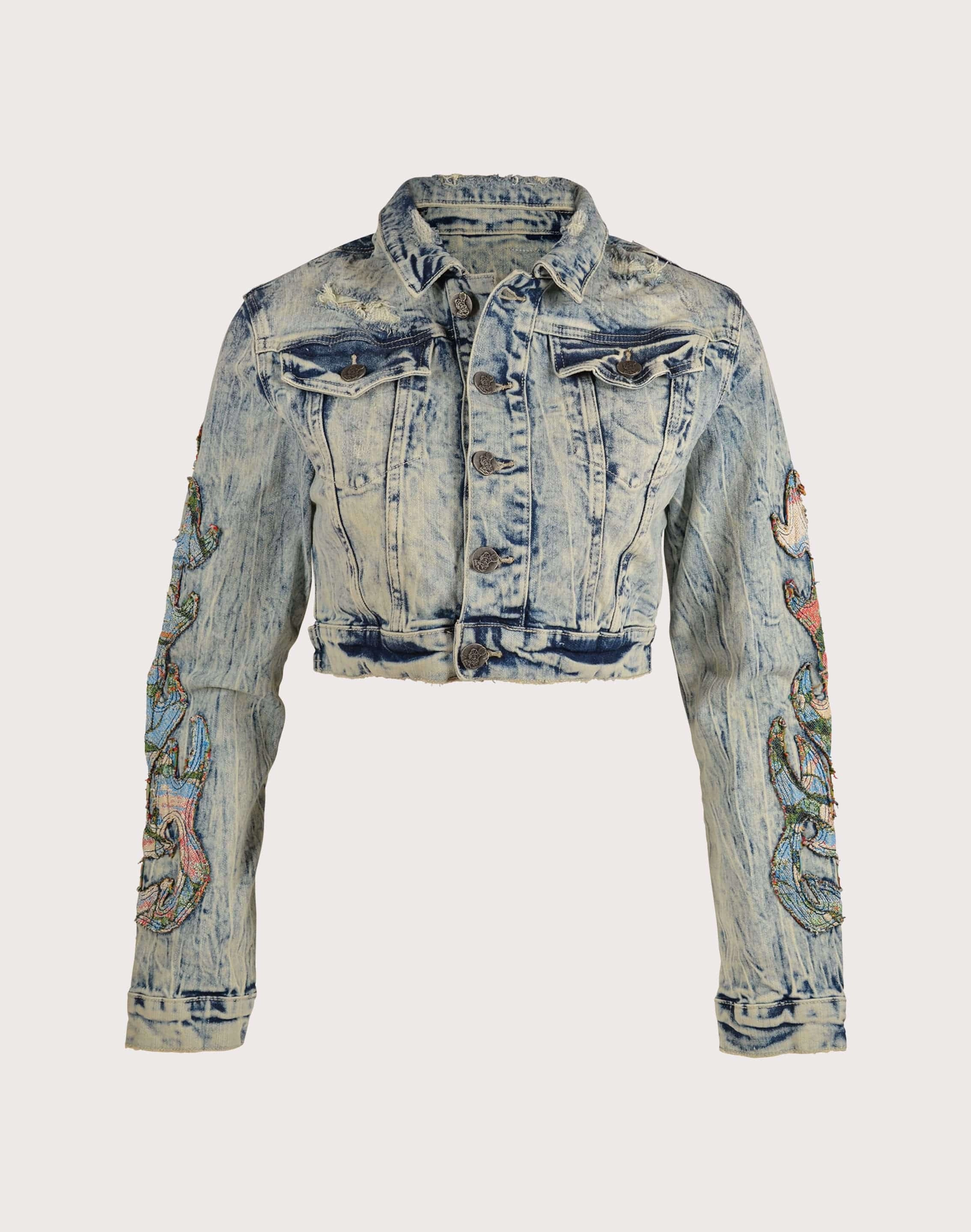 Polyester - used fashion Grindhouse Denim Flame Jacket Lace - detailed fashion