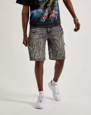 Printed fashion Smoke Rise Flame Applique Shorts Fashion events