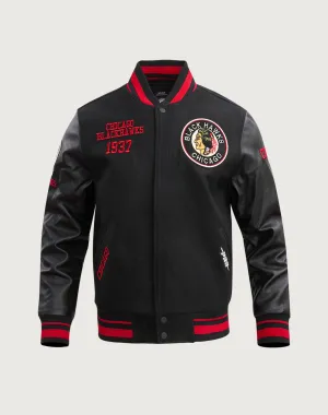 Pro Standard Chicago Blackhawks Retro Classic Rib Wool Varsity Jacket Embroidered fashion Everyday wear
