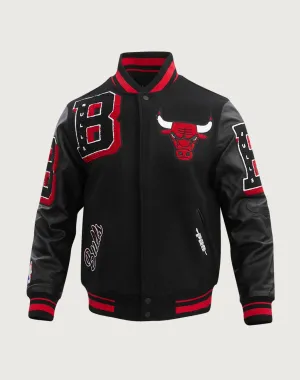 Pro Standard Chicago Bulls Mashup Rib Wool Varsity Jacket Wool - sourced fashion Spandex - incorporated fashion