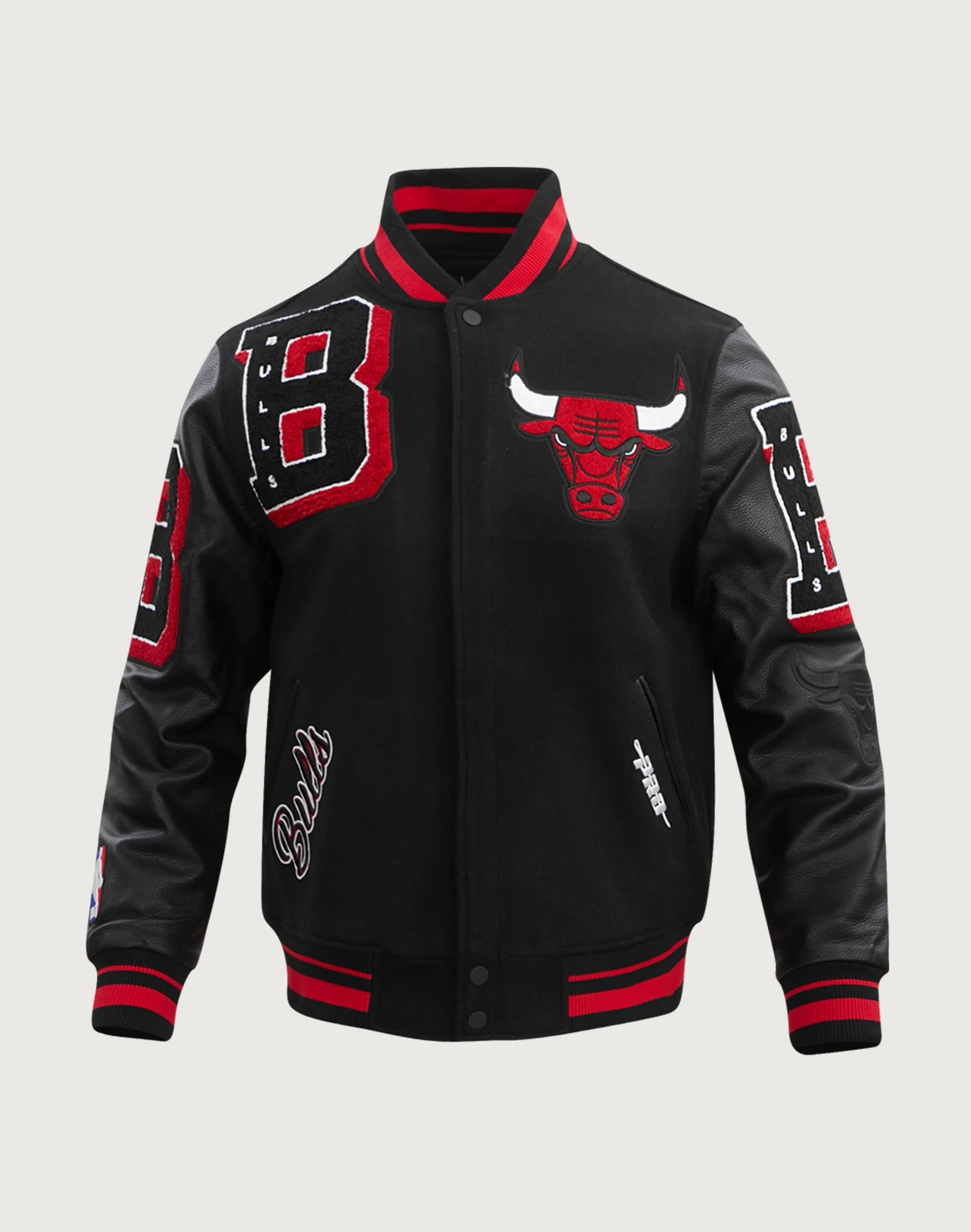 Pro Standard Chicago Bulls Mashup Rib Wool Varsity Jacket Wool - sourced fashion Spandex - incorporated fashion