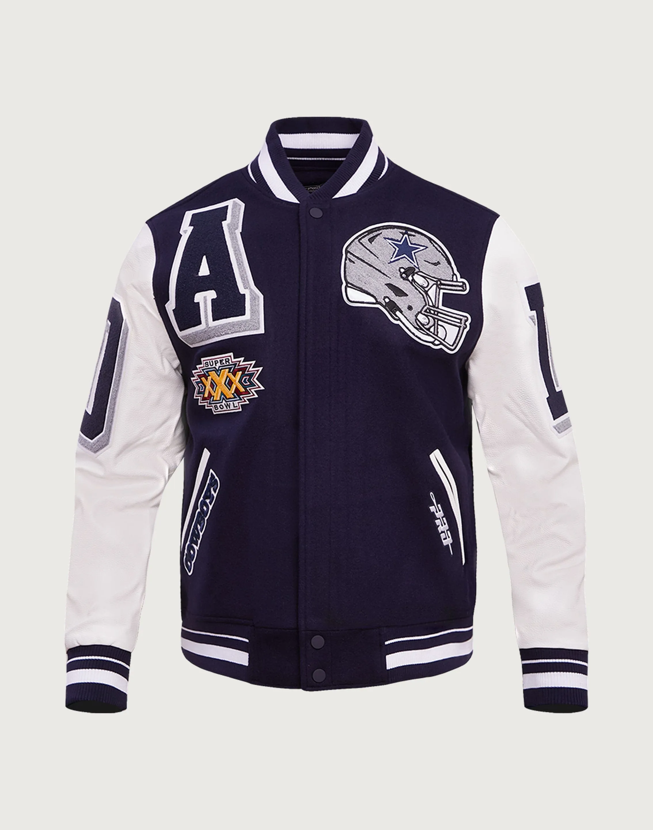 Pro Standard Dallas Cowboys Mashup Rib Wool Varsity Jacket Lace - detailed fashion Printed fashion
