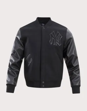 Pro Standard New York Yankees Triple Black Varsity Jacket Embroidered fashion Formal wear selections