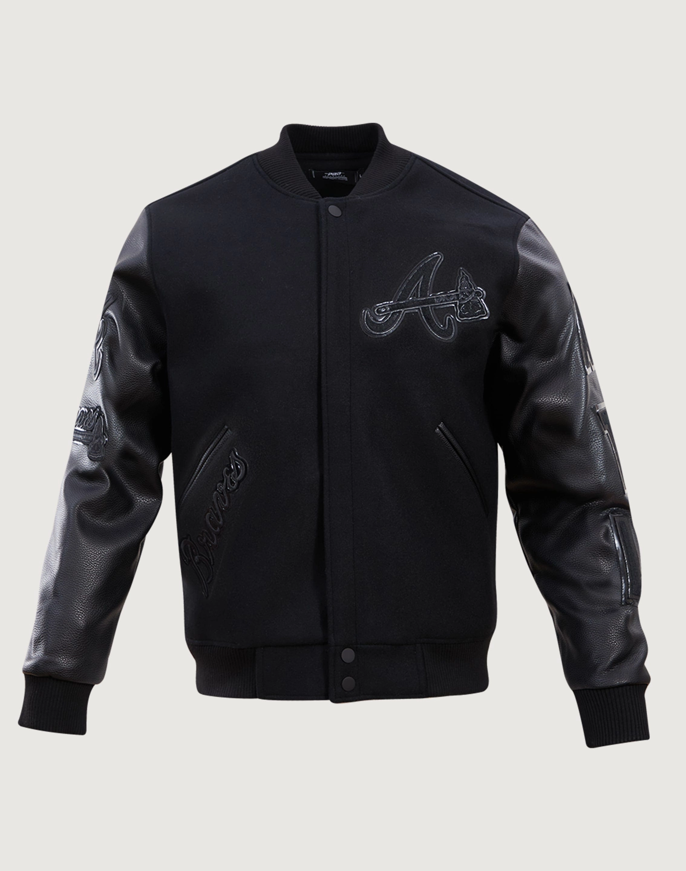 Pro Standard Atlanta Braves Triple Black Varsity Jacket Fashion shows Patterned fashion (floral, stripes, etc.)