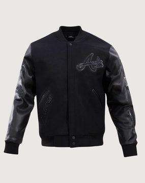 Pro Standard Atlanta Braves Triple Black Varsity Jacket Fashion shows Patterned fashion (floral, stripes, etc.)
