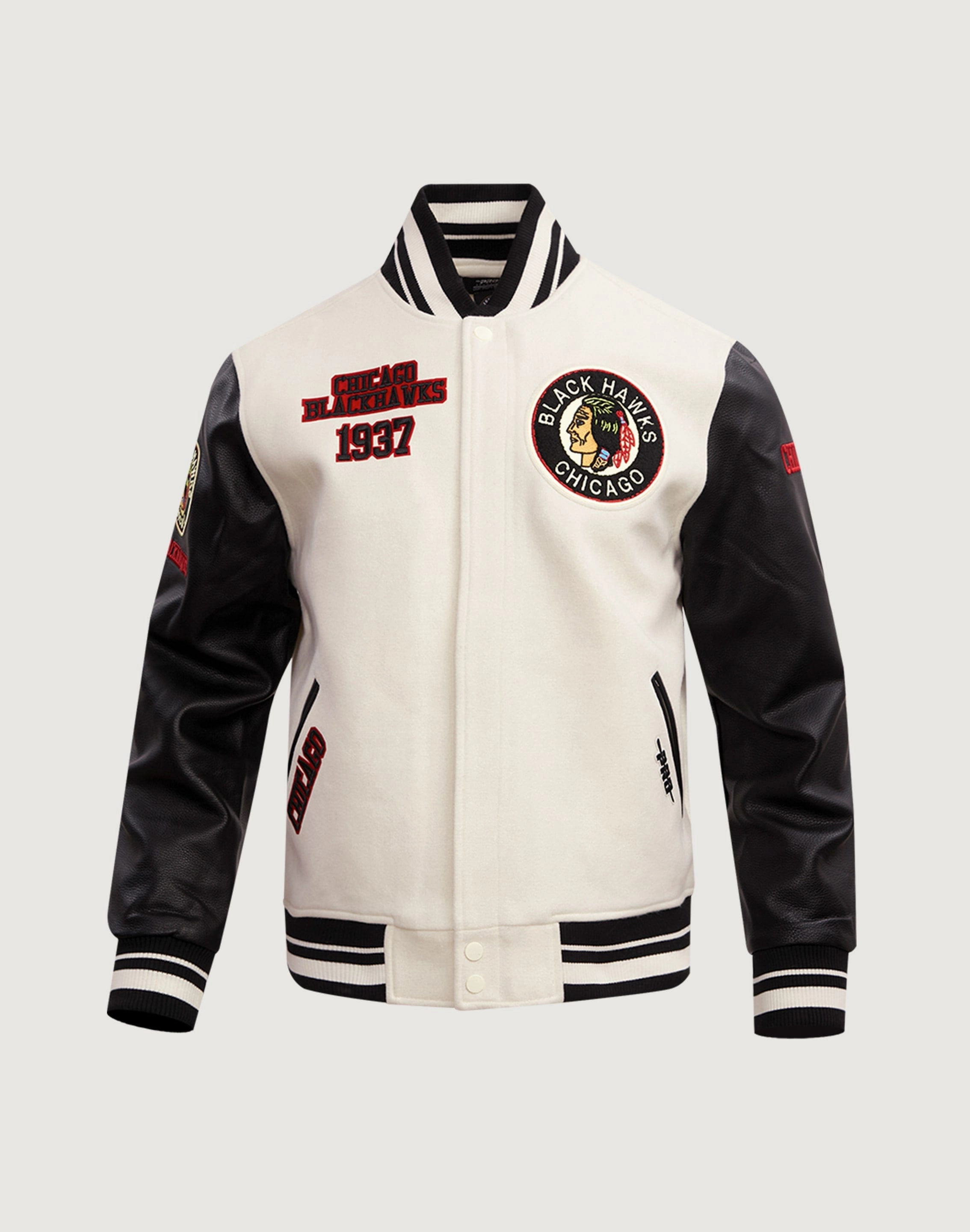 Pro Standard Chicago Blackhawks Retro Classic Rib Wool Varsity Jacket Fashion care (washing, ironing, etc.) Linen - crafted fashion