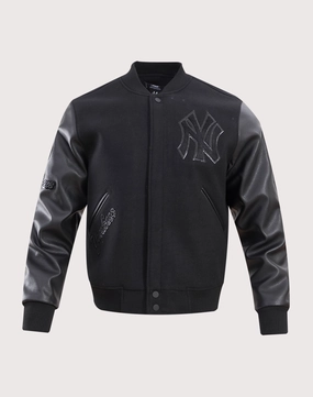 Pro Standard New York Yankees Triple Black Varsity Jacket Fashion technology Embroidered fashion