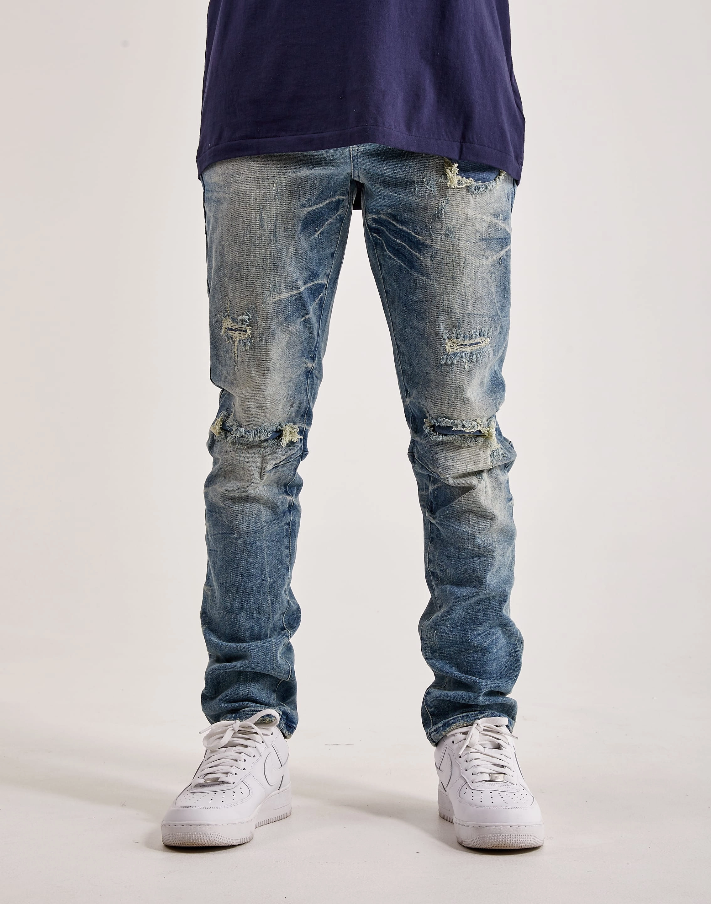 Quality apparel Smoke Rise Wave Effect Basic Slim Denim Fashion care (washing, ironing, etc.)