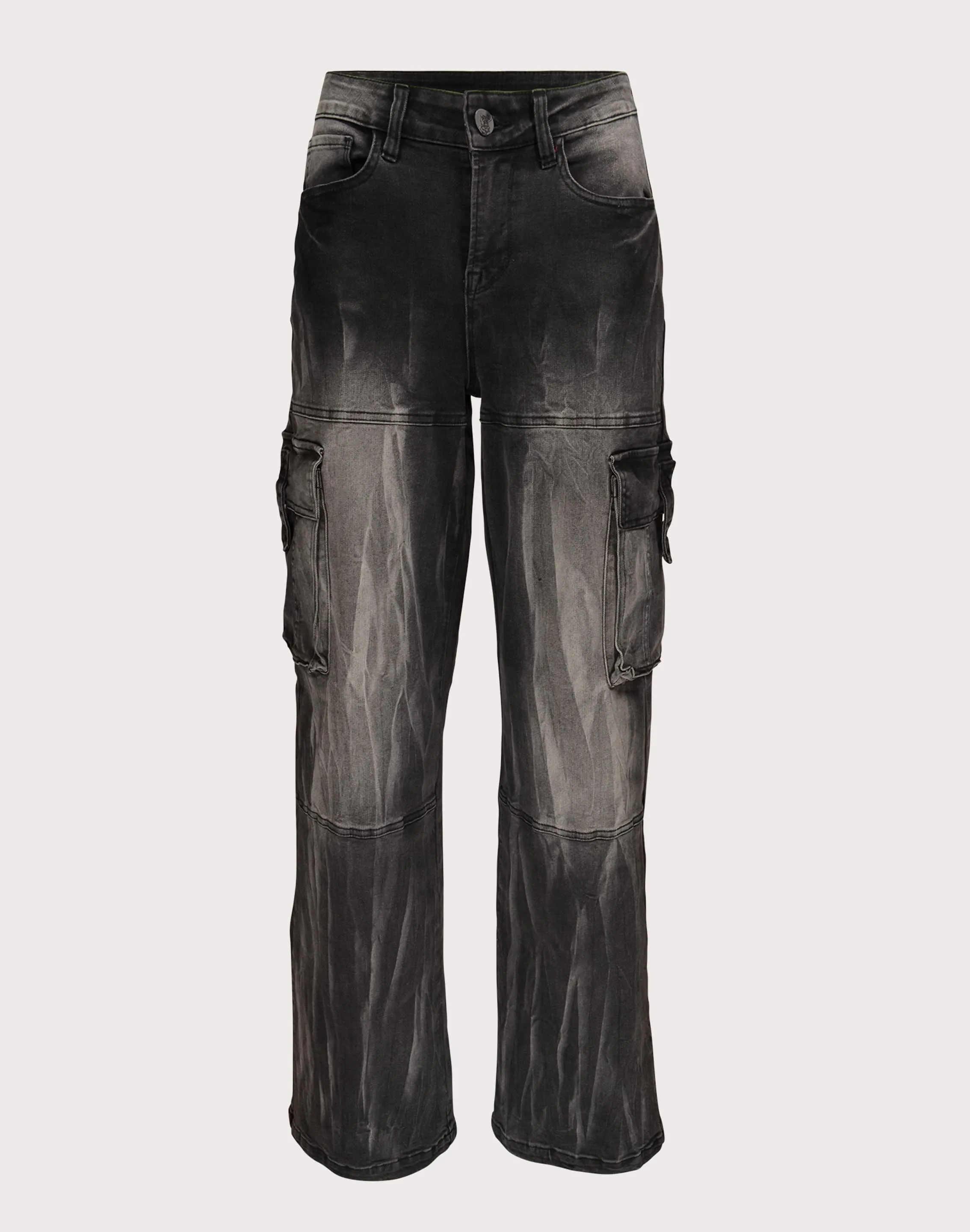 Recycled fashion materials Grindhouse Wide Leg Cargo Denim Black Jeans Clothing assortments