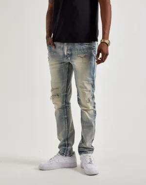 Recycled fashion materials Smoke Rise Wave Effect Slim Jeans Denim products