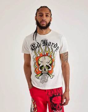 Runway fashion Ed Hardy Flame Skull Rhinestone Tee Recycled fashion materials