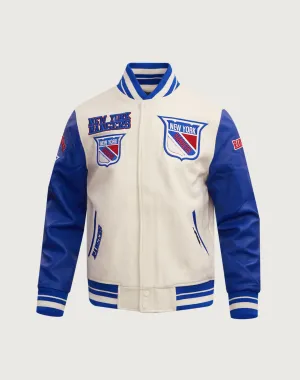 Seasonal wear Pro Standard New York Rangers Retro Classic Rib Wool Varsity Jacket Fashion photography