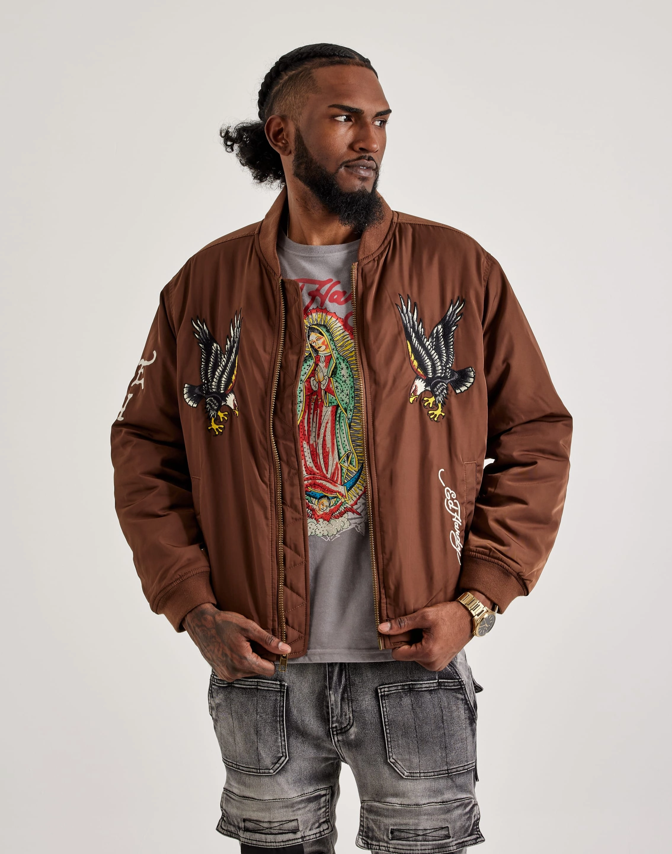 Seasonal wear Ed Hardy Panther Bomber Jacket Free shipping offers
