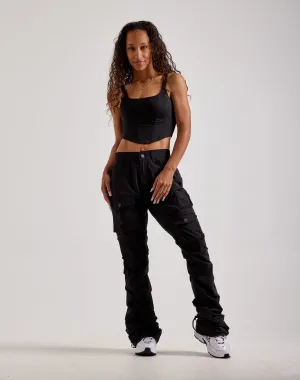 Smoke Rise High-Rise Stacked Nylon Cargo Pants Fashion storage (wardrobes, hangers, etc.) Denim products