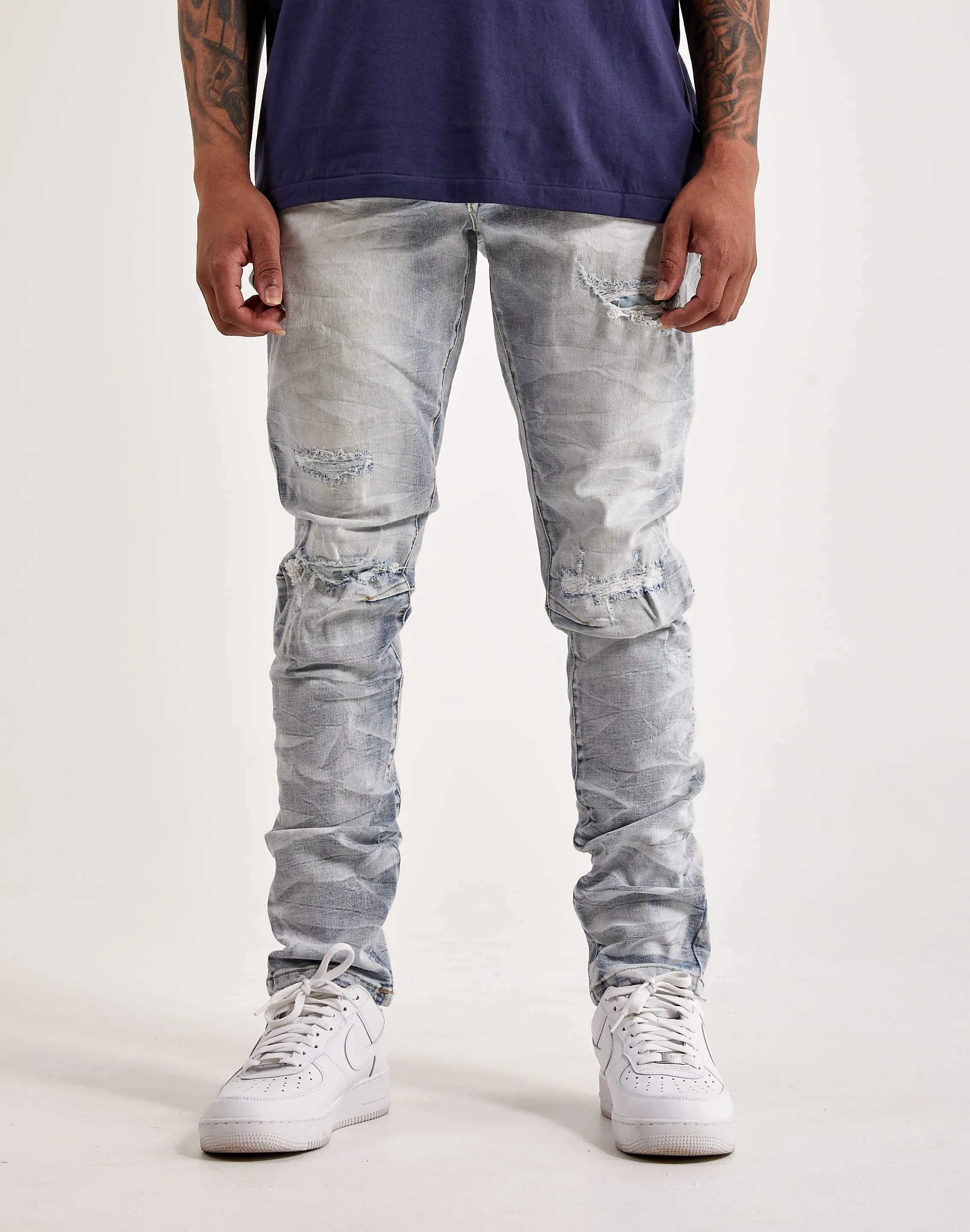Smoke Rise  Lightning Basic Slim Tapered Jeans High - end fashion Nautical - themed fashion
