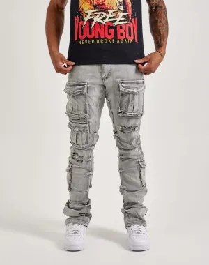 Smoke Rise Utility Pocket Stacked Flare Denim Jeans Designer fashion items Recycled fashion materials