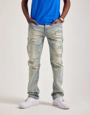 Smoke Rise Wave Effect Straight Denim Jeans Nautical - themed fashion Fashion storage (wardrobes, hangers, etc.)