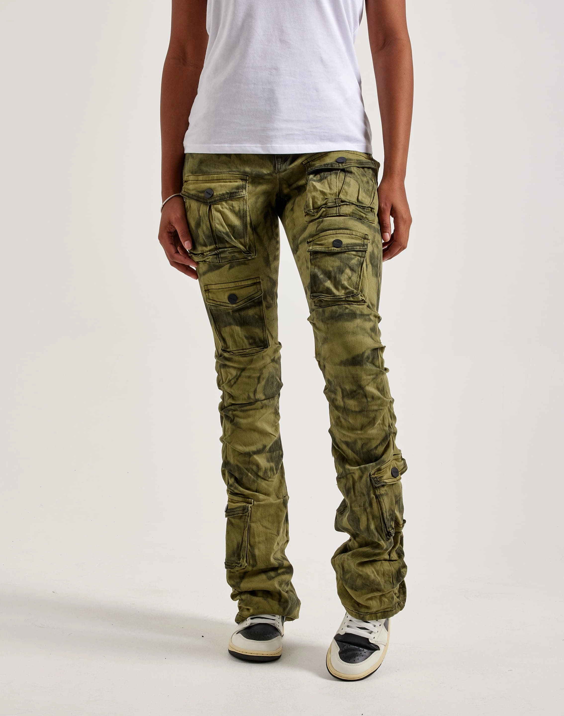 Smoke Rise High-Rise Stacked Cargo Pants Spandex - incorporated fashion Smart casual wear